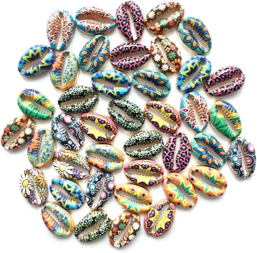 20pcs Mix Hawaiian Style Colorful Inkjet Alloy Shell DIY Accessories Necklace Bracelet Accessories Charms DIY Jewelry Making Braid Decoration
