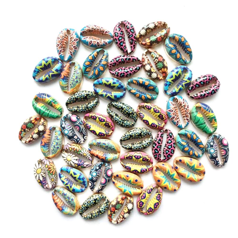 20pcs Mix Hawaiian Style Colorful Inkjet Alloy Shell DIY Accessories Necklace Bracelet Accessories Charms DIY Jewelry Making Braid Decoration