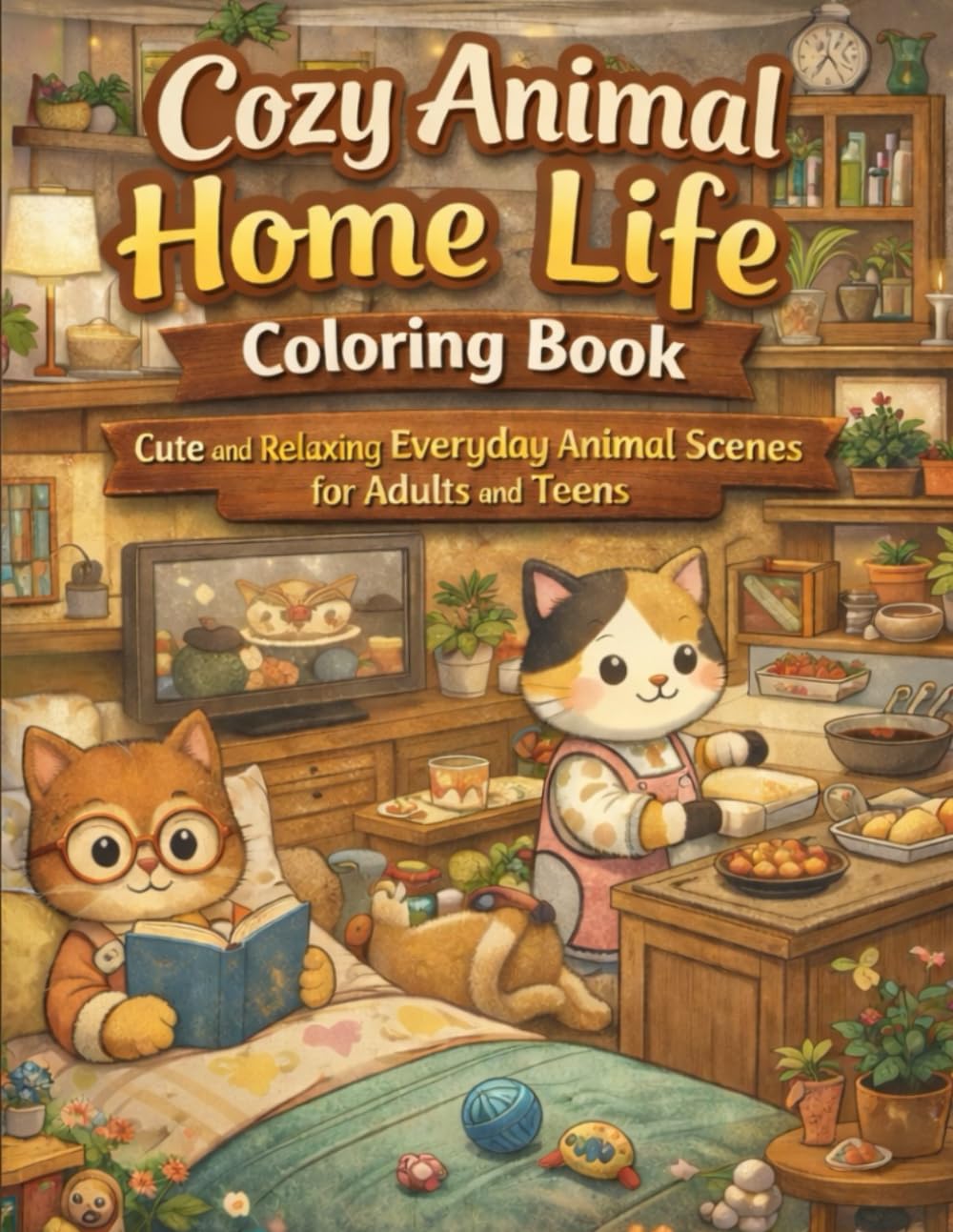 Cozy Animal Home Life Coloring Book: Cute and Relaxing Everyday Animal Scenes (Cozy Animal Coloring Series)