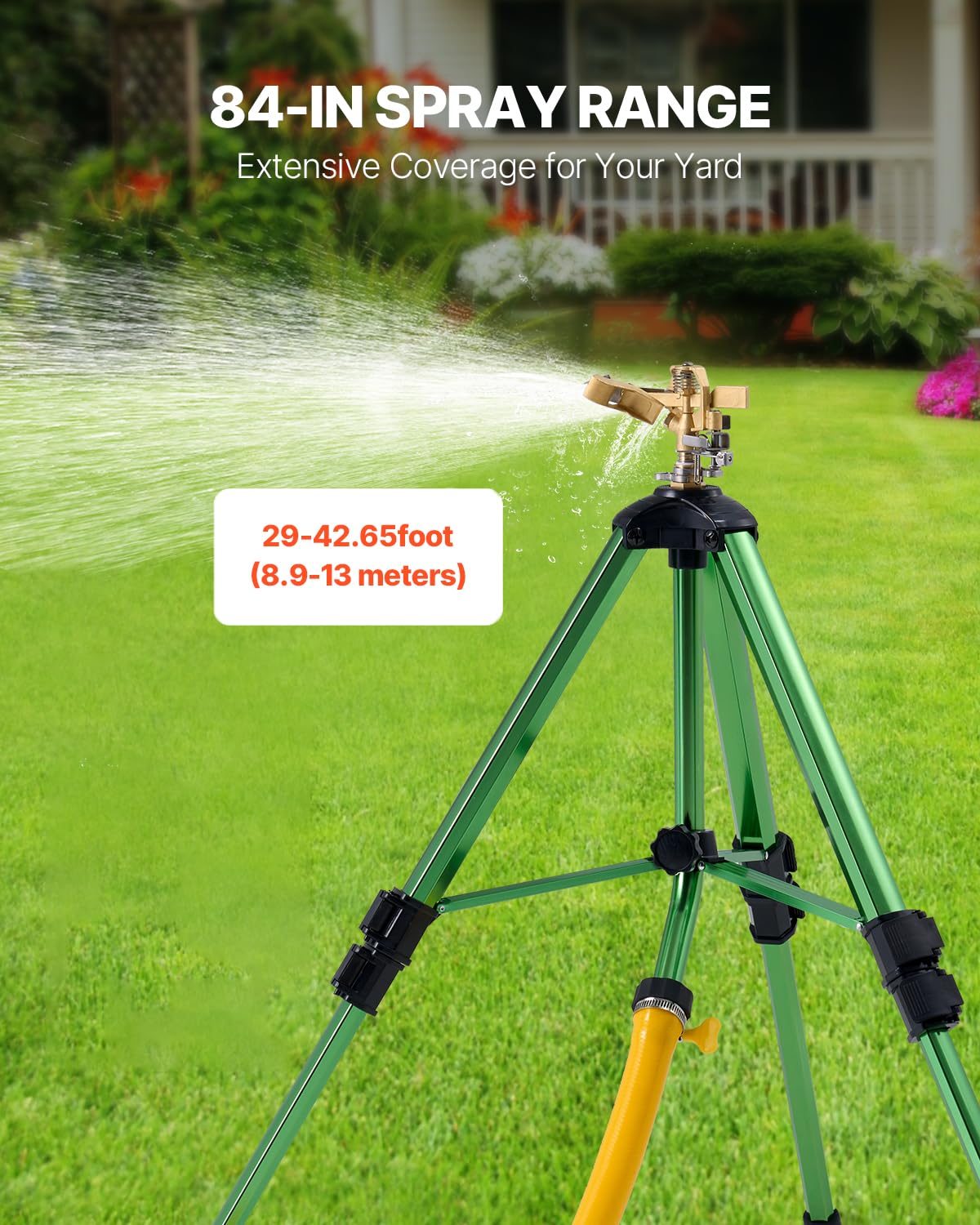 VEVOR Aspersor de Impacto con Base de Trípode 2 Piezas, de Alta Resistencia, con Cabezal de Latón y Conector G3/4 Pulgada, 360 Grados para Riego de Areas Grandes y Altura Ajustable para Jardín