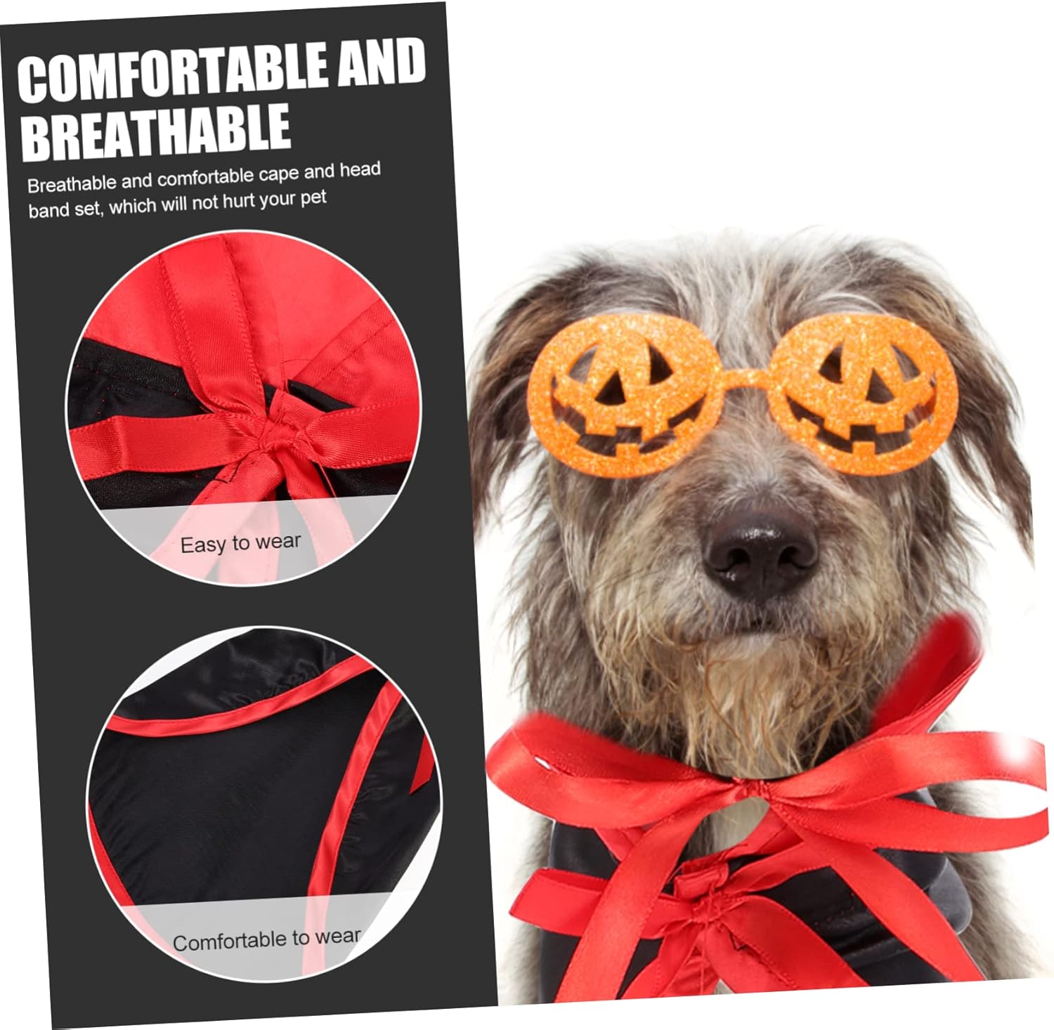 balacoo 5sets Pet Halloween Costume Dog Cloak Cat Horn Headband Comfortable Lightweight Outfit for Pets for Halloween Cosplay Easy to Wear