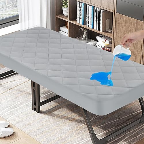 Miniatura 1 de Protector de colchón impermeable acolchado para cuna, funda protectora de colchón ajustable de 30 x 75 pulgadas para cama individual estrecha,