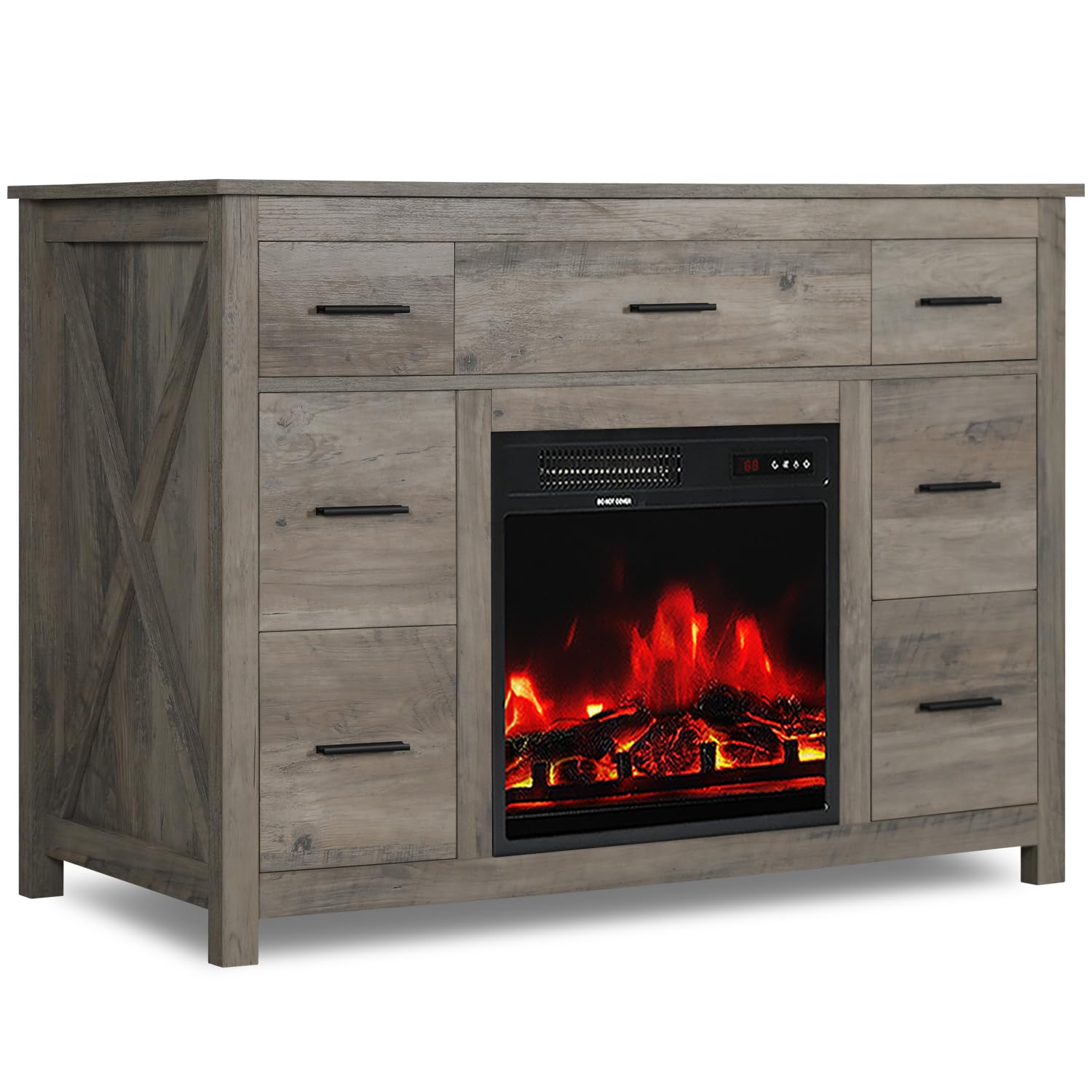 Amazon.com: Vikiullf Farmhouse Dresser with Fireplace - Wooden Dresser ...