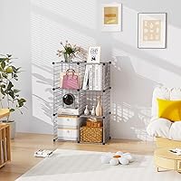 Vista 4 de C&AHOME Wire Cube Storage, 6 - Cube Organizer Metal C Grids, Modular Shelves Units, Closet Organizer, Ideal for Home, Office, Living Room, 36.6”L x