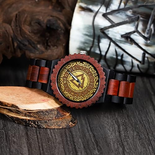 Vista 4 de Viking Gifts for Men Exquisite Norse Watch in Custom Wooden Box - Timeless Elegance