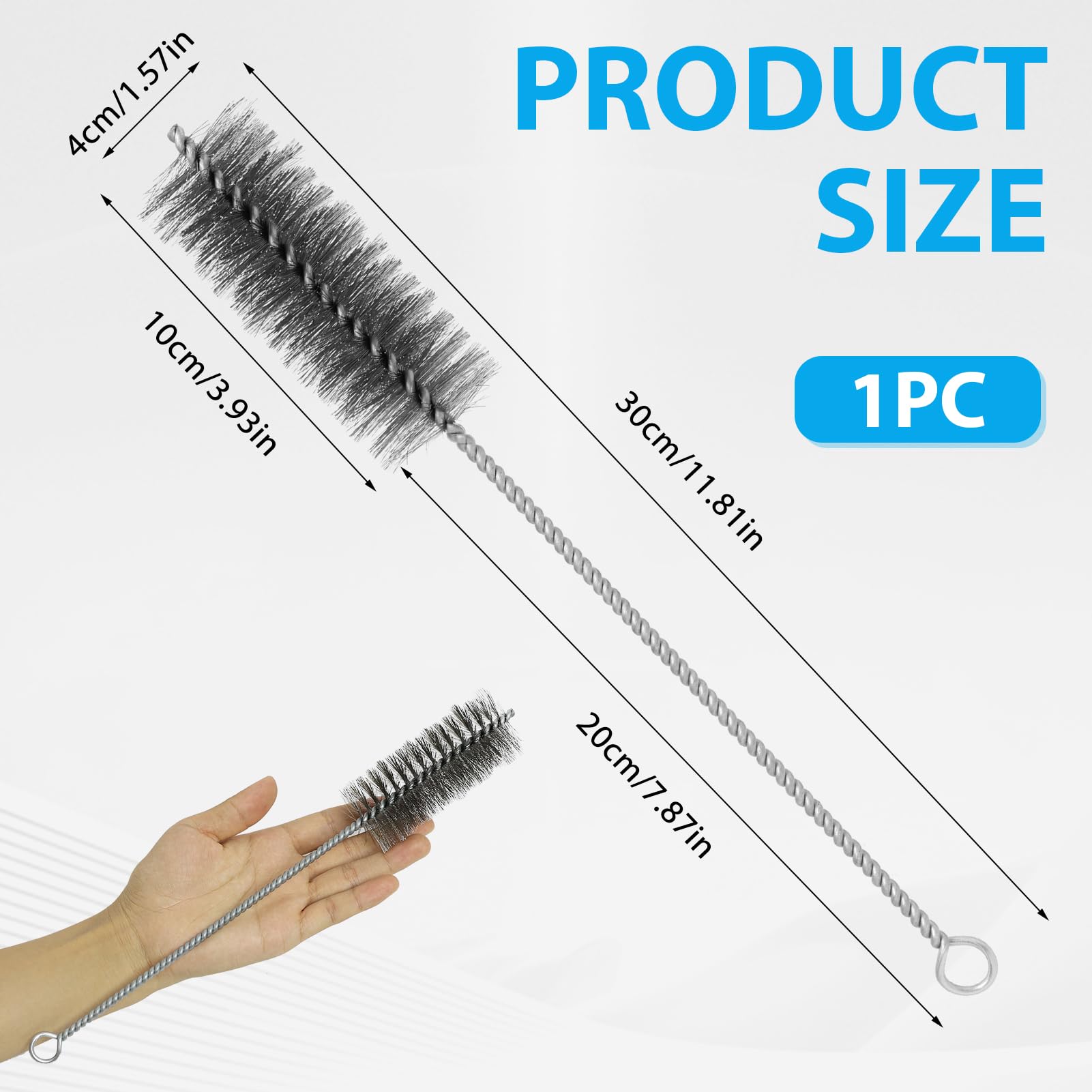 Brosse pour Tuyau de poêle Ø 40 mm, Nettoyeur de cheminée Universel, Balai en Fil d'acier 30 cm