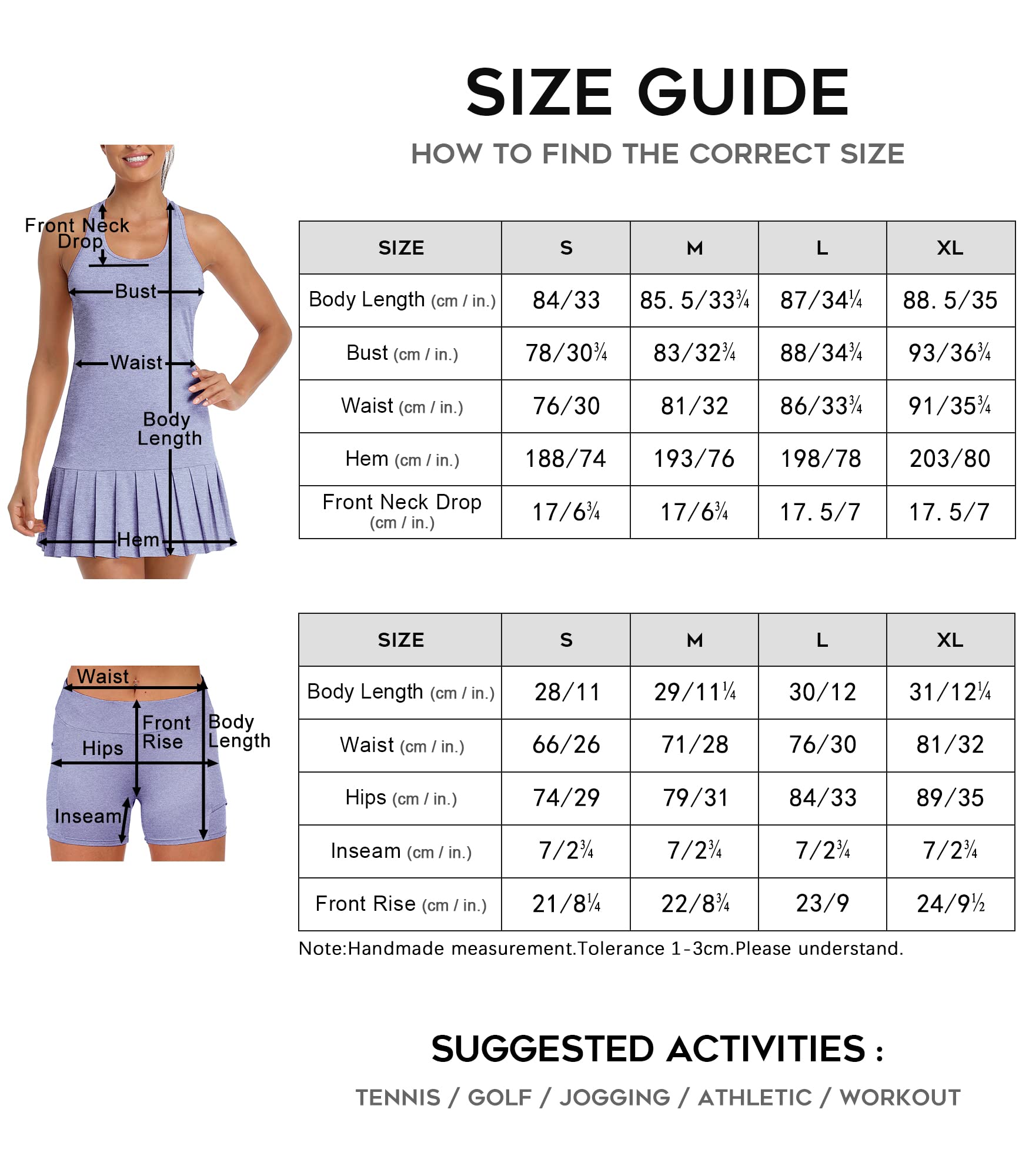 icyzone Vestido de Tenis para Mujer con Pantalones Cortos Racerback para Deporte, Golf