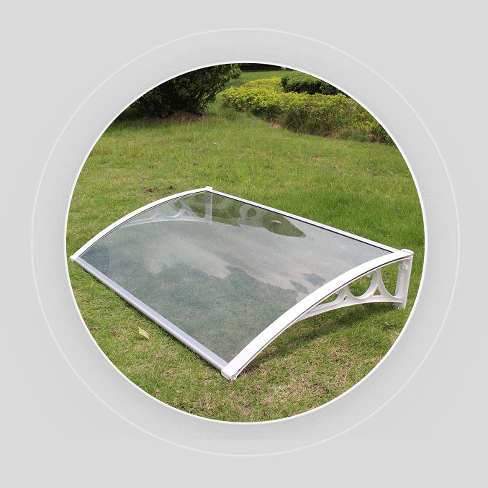 Erweiterbare Fensterüberdachung UV & Regenschutz Polycarbonat Abdeckung für Haustür Terrasse Eingang - Weiß (60 x 120 cm)