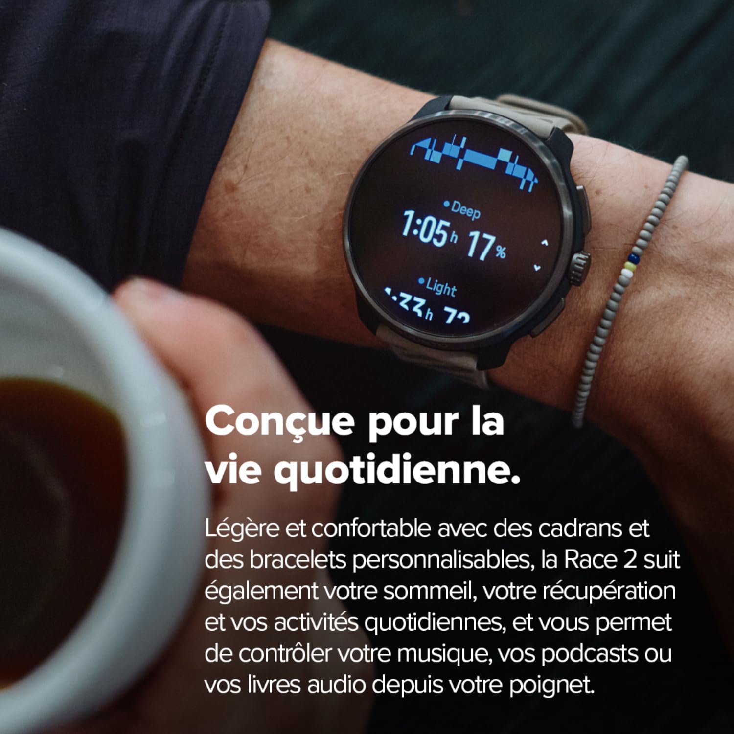 SUUNTO Race 2 Montre de Sport Homme Femme, Tracker d'Activités GPS Running, Bi-Band GNSS, Carte Hors Ligne, Écran Tactile AMOLED, Smartwatch Cardiofréquencemètre Podomètre Altimètre