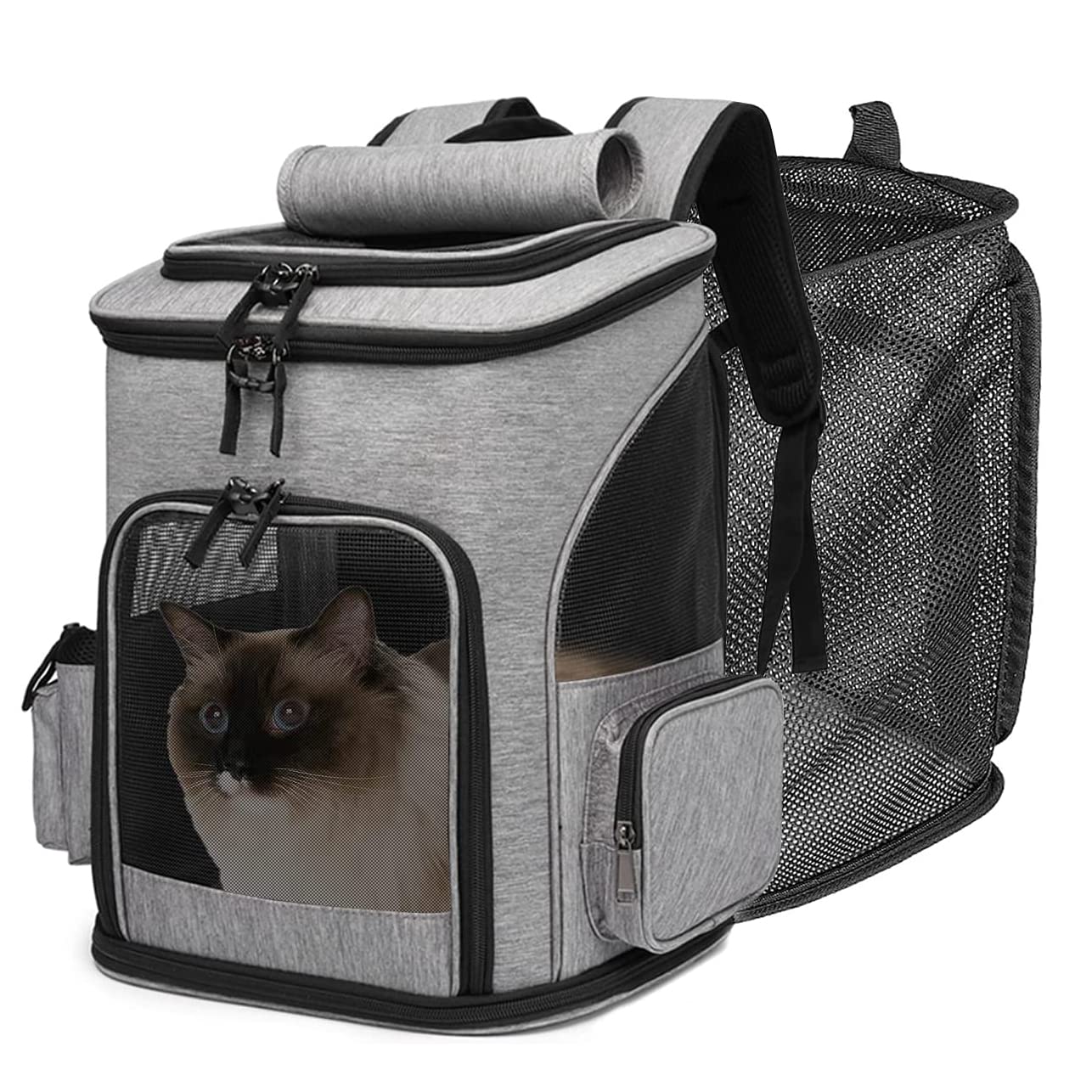 Pet Carrier Backpack Expandable for Small Dogs Medium Cats Under 7kg, Mesh Breathable Foldable Puppy Travel Bags