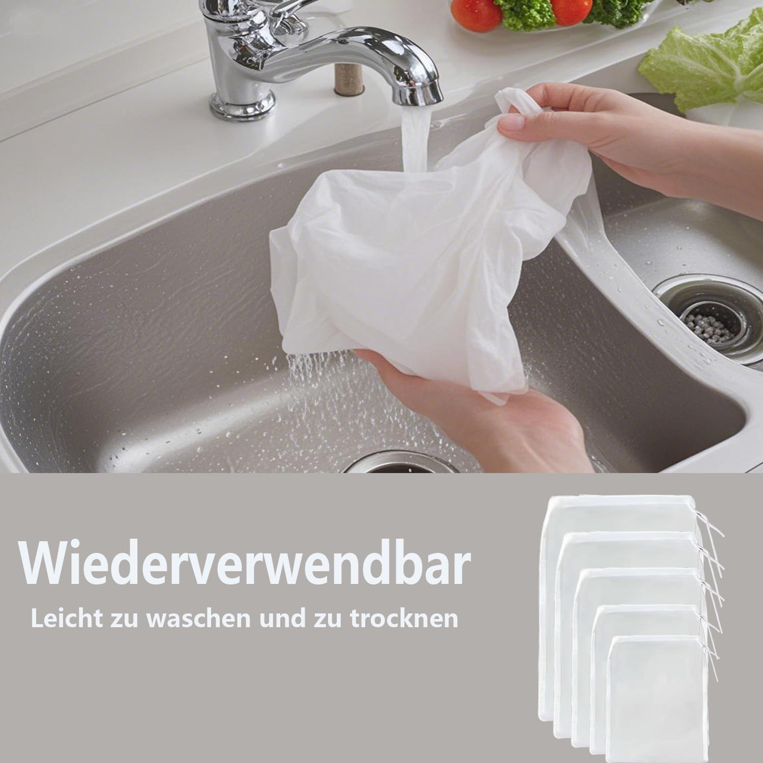 Sacs à Lait De Noix 200 Micro - 5 PCS Tailles Différentes Sac Filtre Alimentaire Nylon Avec Cordon De Serrage Pour Bière, Jus Et Lait Végétal
