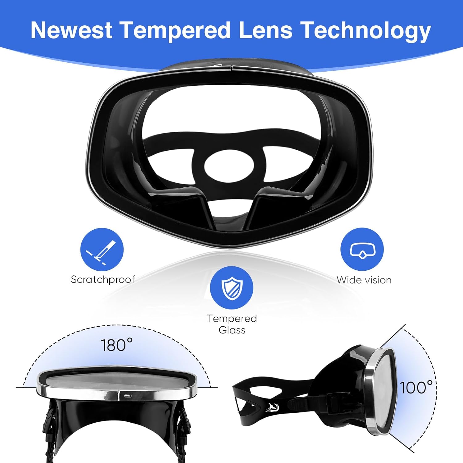 Scuba Mask with Drain Valve Wide View Suitable for Adults Scuba Diving, Free Diving, and Snorkeling Goggles Mask