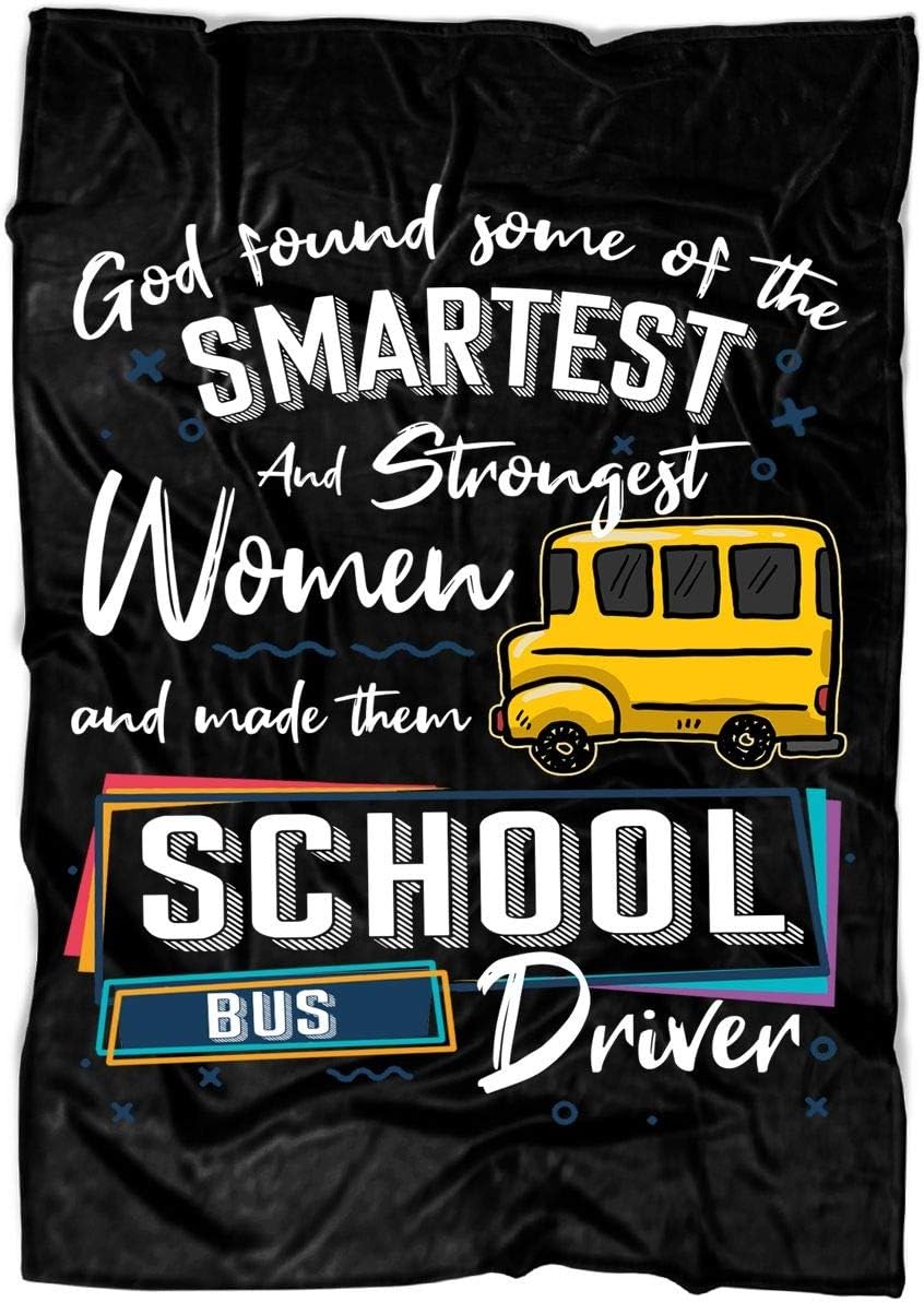 The Strongest Women Soft Fleece Throw Blanket, School Bus Driver Fleece Luxury Blanket (Medium Fleece Blanket (60"x50") - Black)