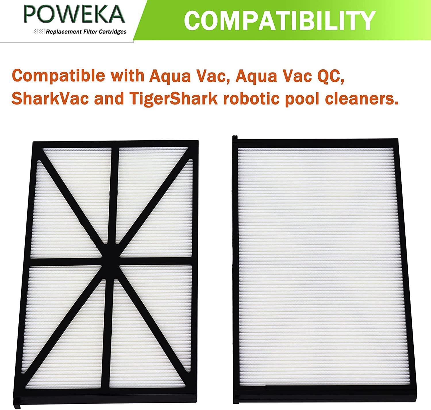 Poweka RCX70101PAK2 Cartouches de Filtre de Rechange Compatibles avec Hayward Aqua Vac QC SharkVac et TigerShark Robot Purificateur de Piscine (2 Pièces)