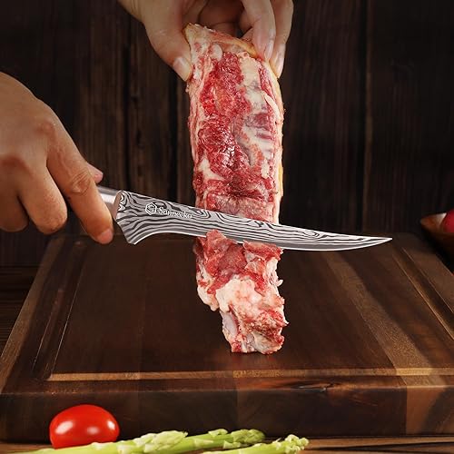 Miniatura 3 de Sunnecko Cuchillo deshuesador para cortar carne, cuchillo de filete de 6 pulgadas con funda, cuchillo de pesca de acero inoxidable de alto carbono,