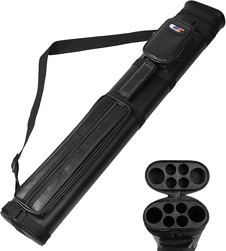 GSE Games & Sports Expert Estuche rígido para taco de billar de 2 x 4, estuche de transporte para 2 palos, capacidad para 2 colas y 4 ejes, estuches
