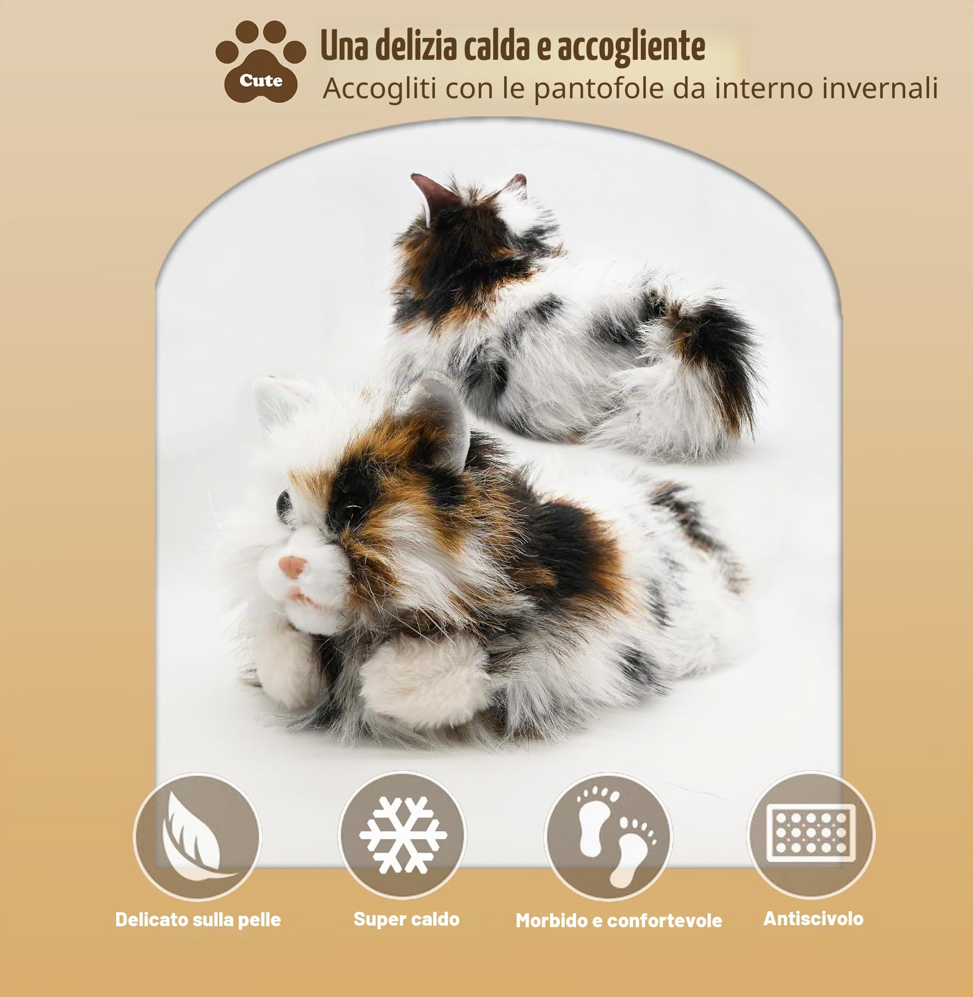 Bella Animale Pantofole Donna con Gatto Design