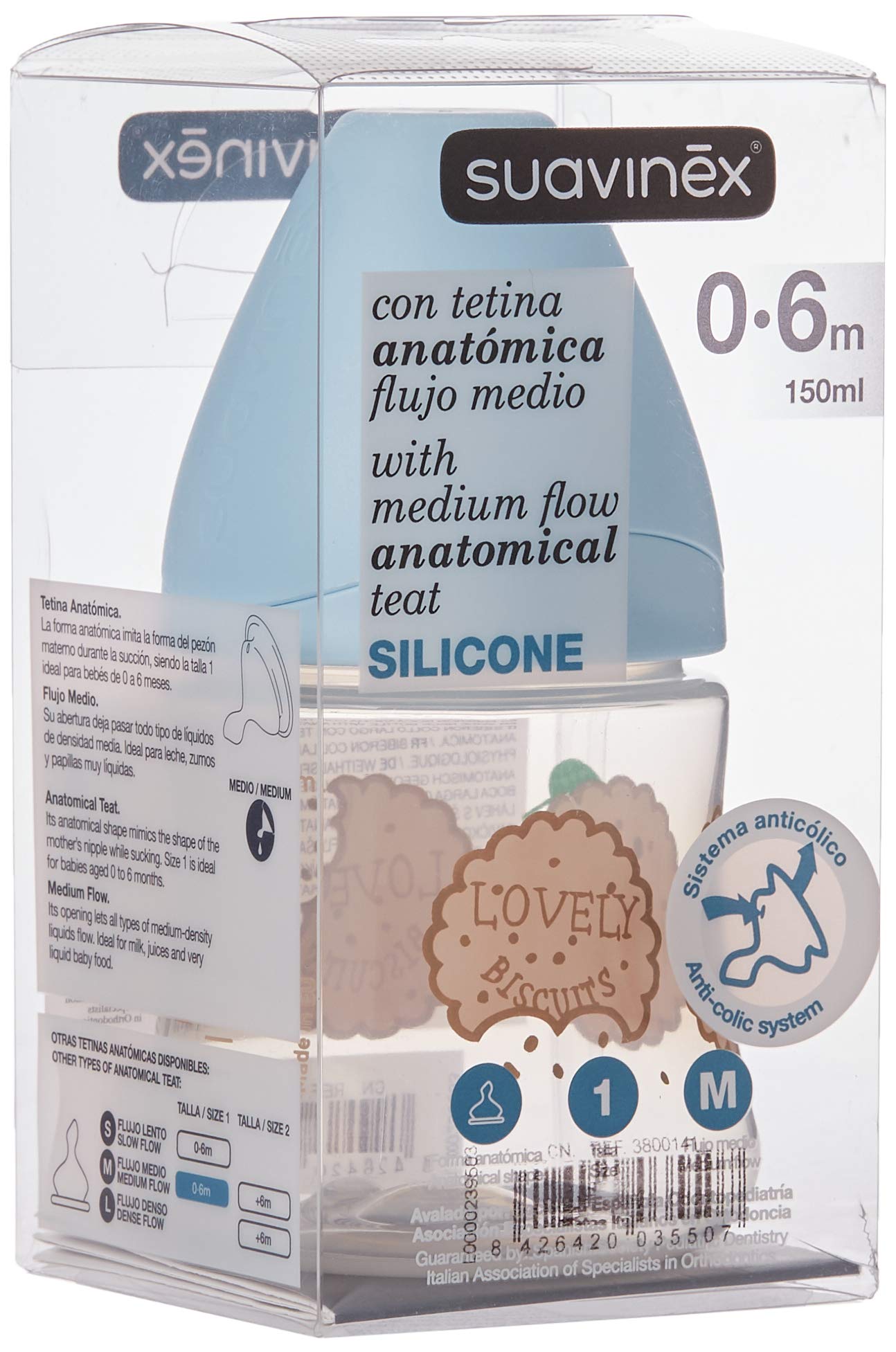 SuavinexFeeding Bottle 150 S S1M Blue Biscuit L1