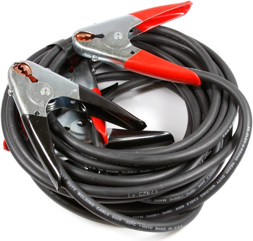 Forney 52865 Heavy Duty #4 Gauge 12ft Battery Jumper Cables with 500 Amp Clamps - Black/Red