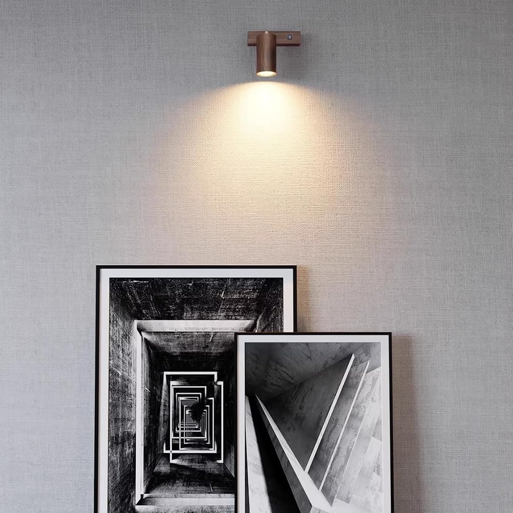 Drewniany reflektor ścienny LED z przełącznikiem 5W Obrotowa lampa ścienna wewnętrzna lampka nocna 3 kolory światła lampa ścienna regulowana drewniana lampa ścienna retro do sypialni salon korytarz