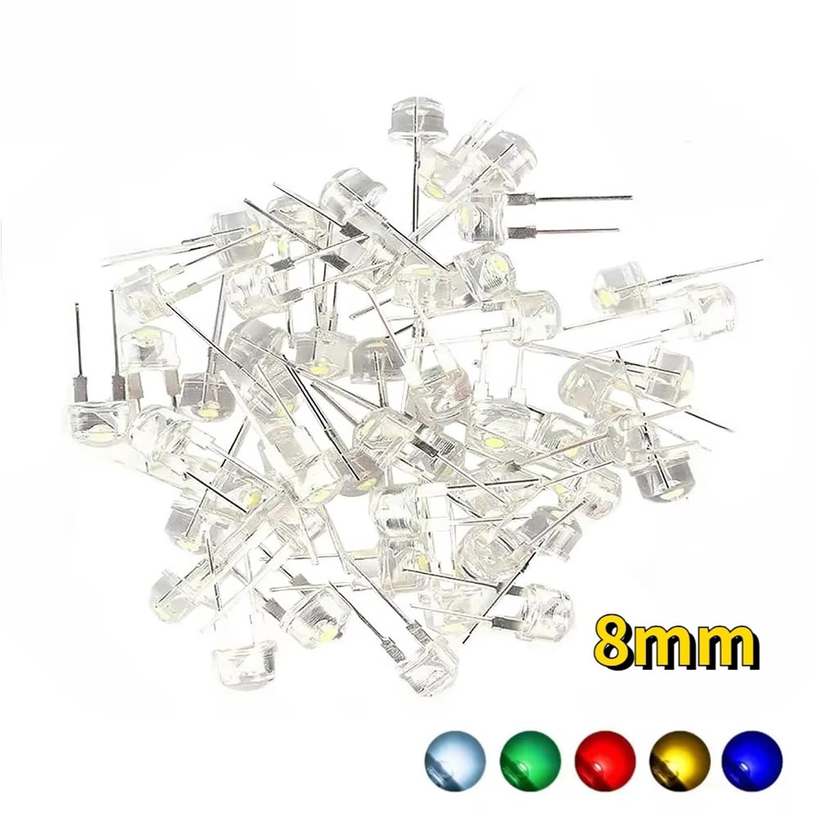10-50PCS Cappello Di Paglia Led 8mm Blu Verde Rosso Giallo Bianco Bianco Caldo LED Diodo Emettitore Di Luce Super Luminoso F8 0.3W 0.5W 0.75W(20PCS-Green)