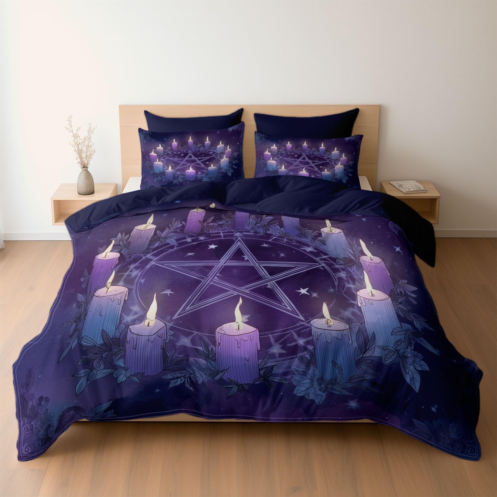 Housse de couette gothique bougie parure de lit microfibre respirante 220x240
