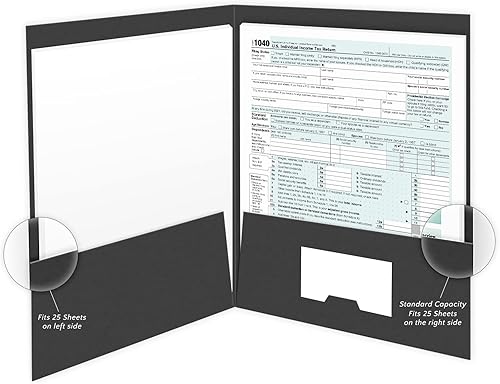 Miniatura 4 de The Gallery Collection, 25 unidades, color negro, carpetas de bolsillo de declaración de impuestos, estampado de lámina dorada, para profesionales