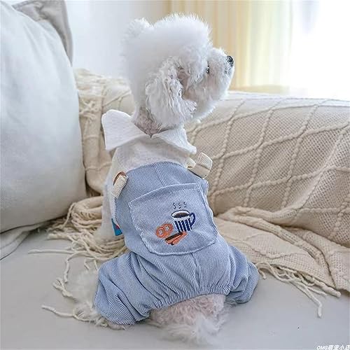 Miniatura 10 de Trajes de perro para perros pequeños, camisas clásicas para perros, pantalones de mezclilla con cabeza de oso, rayas blancas y negras, overol para