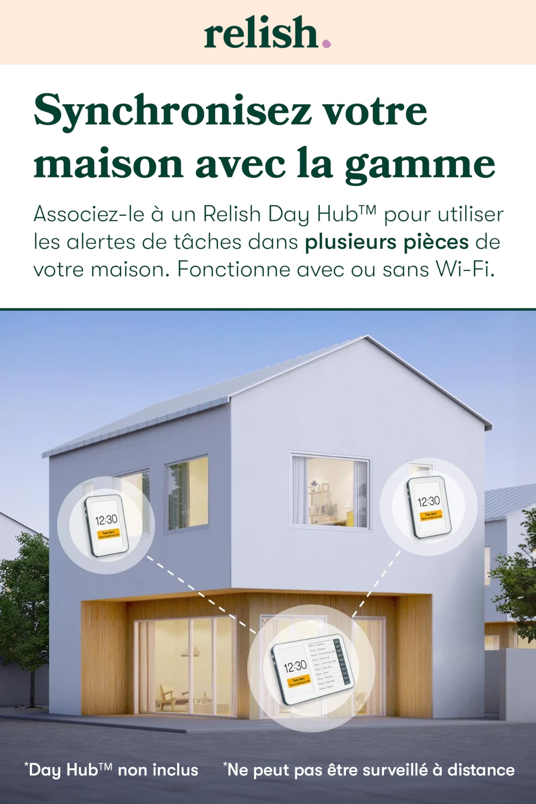 Relish Day Connect (NOUVEAU 2024) – Horloge pour démence, Horloge numérique calendrier grand écran HD pour les personnes âgées et les personnes souffrant de perte de mémoire avec grands chiffres, jour
