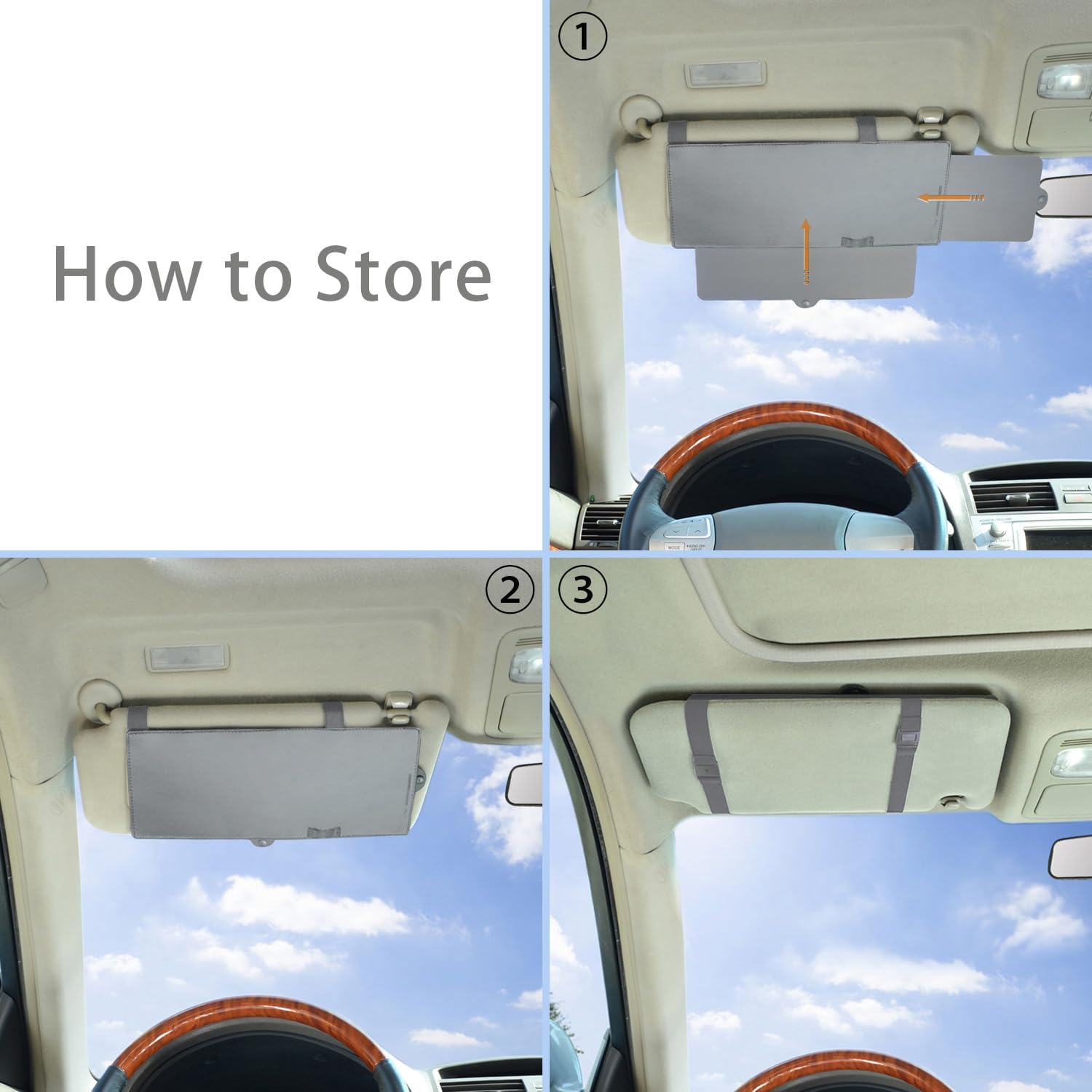Car Visor Sunshade, WANPOOL Car Visor Anti-Glare Sunshade Extender for Front Seat Driver and Passenger - 2 Pieces (Gray)