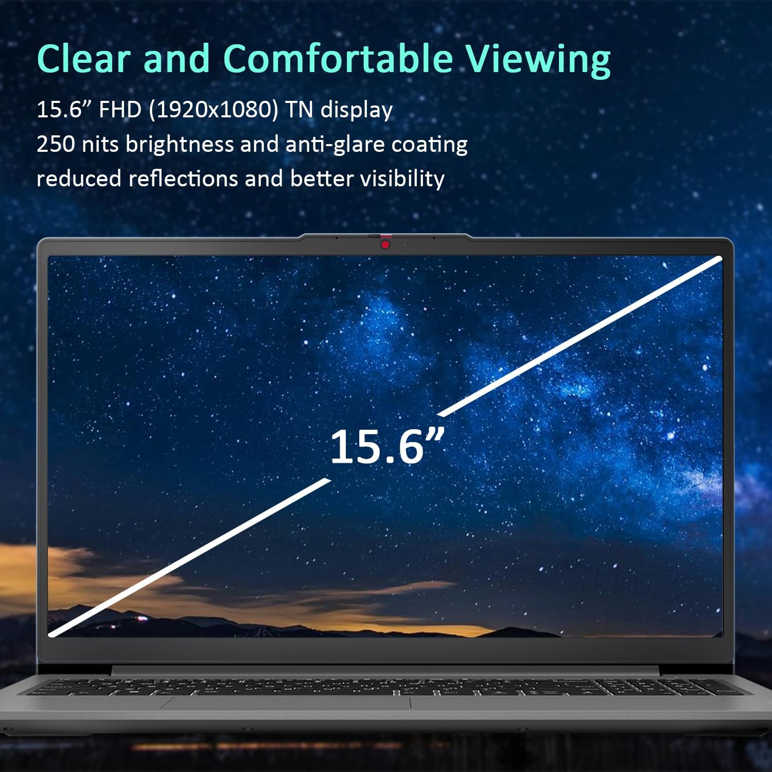 Lenovo IdeaPad Slim 3 Laptop display showing 15.6 inch screen size and anti-glare features