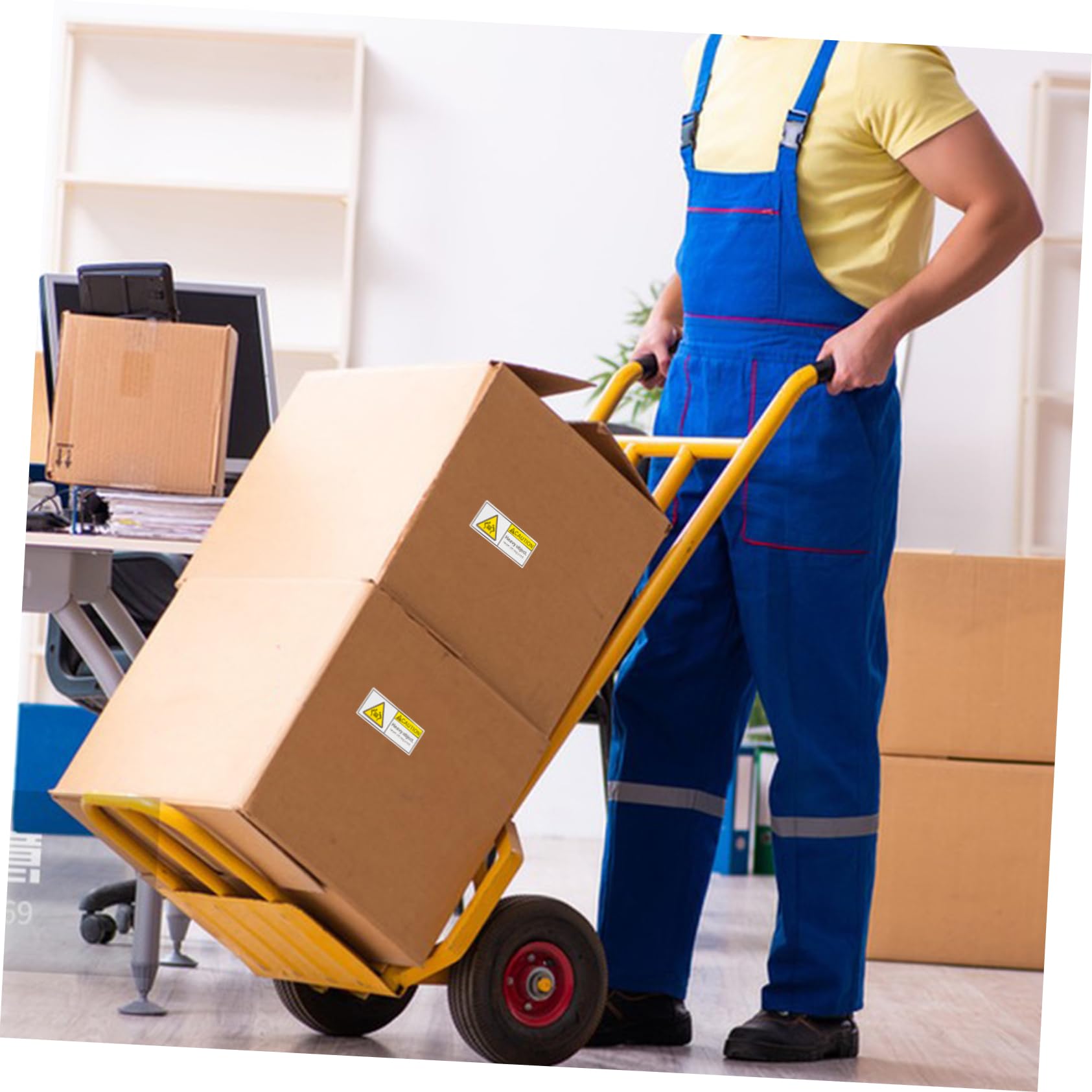Ciieeo 4 Rouleaux Autocollants Avertissement pour Objets Lourds Étiquettes Adhésives pour Expédition Étiquettes Rouleau
