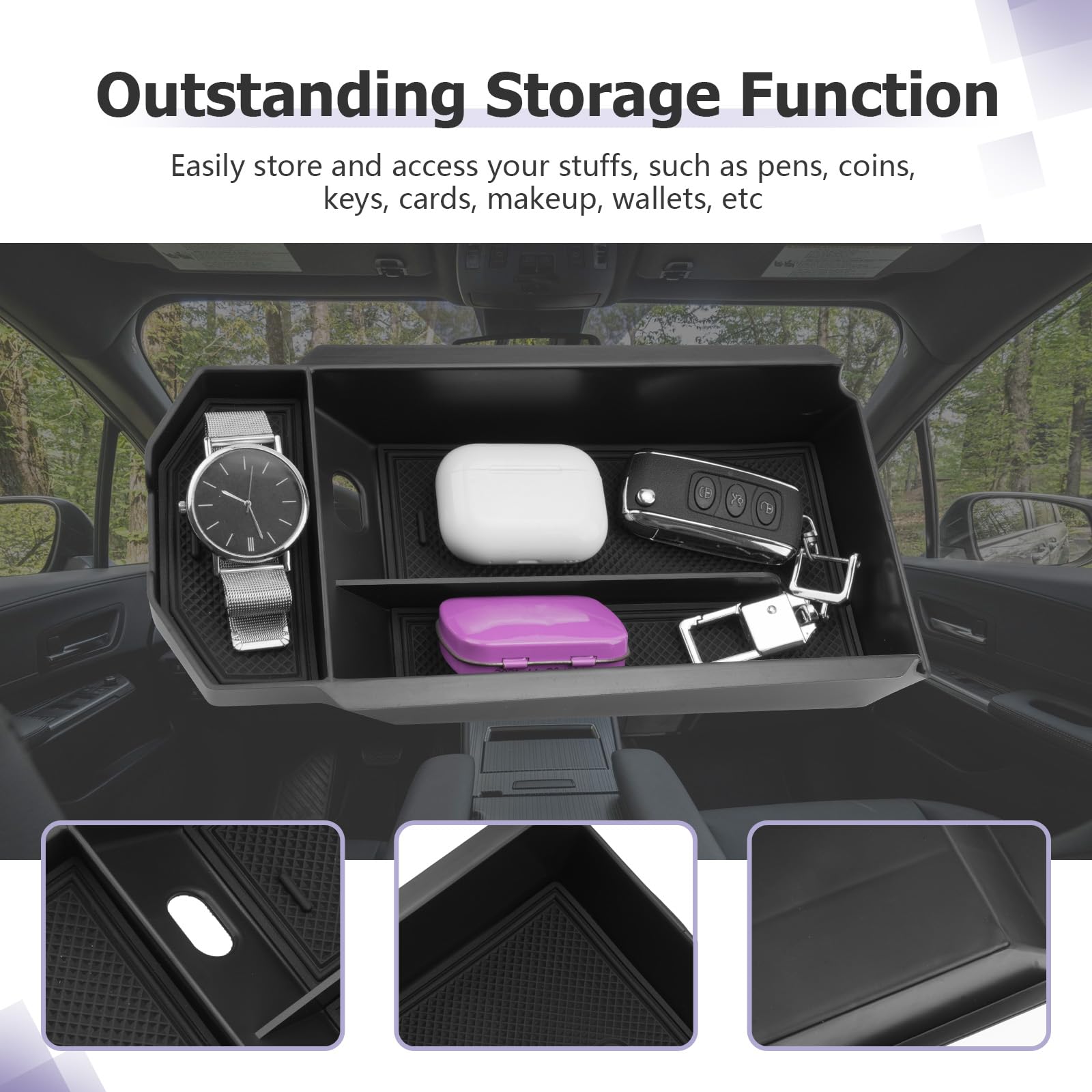 LUWU Compatible con Toyota C-HR CHR Hybrid 2024 2025 consola central caja de almacenamiento guantera organizador bandeja con alfombrilla antideslizante CHR 2025 accesorios