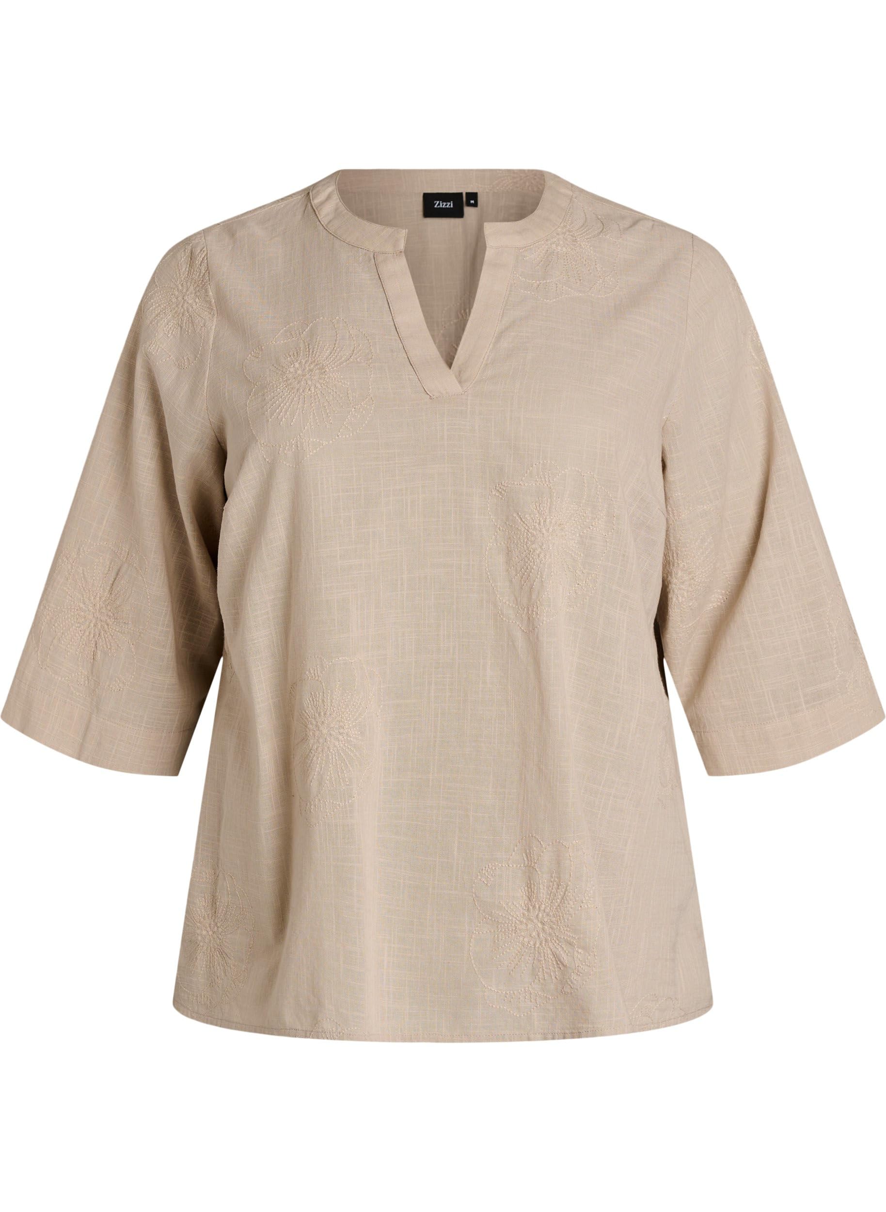 Zizzi Damen Große Größen Bluse Baumwolle 3/4 Ärmel Größe 42-60