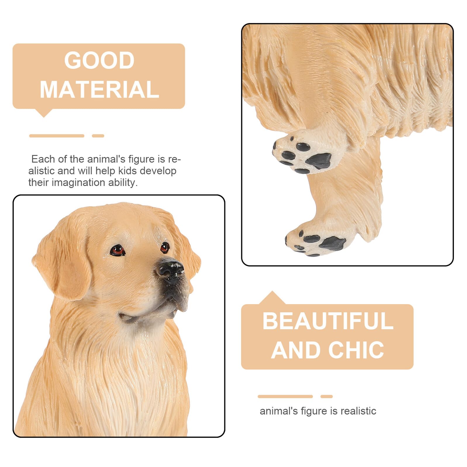 TOYANDONA Figura Decorativa per Bambini Golden Retriever in Plastica Beige, Giocattolo Animale Realistico come Regalo lo Sviluppo Precoce