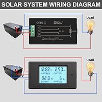 Vista 3 de Polímetro digital de DROK, DC 6.5-100 V, 100 A, medidor de voltaje, amperaje, potencia, pantalla digital LCD para medir la corriente, 1