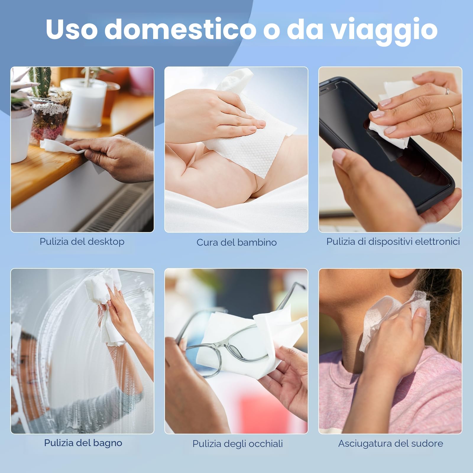 PoeticEHome Asciugamani Viso Monouso 600 Pezzi - Salviette Struccanti Ultra Morbide in Cotone Biodegradabile per Pelli Sensibili