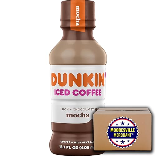 DD Mocha Iced Coffee, 13.7 onzas líquidas, 6 botellas de plástico con calcomanía Mooresville Merchant