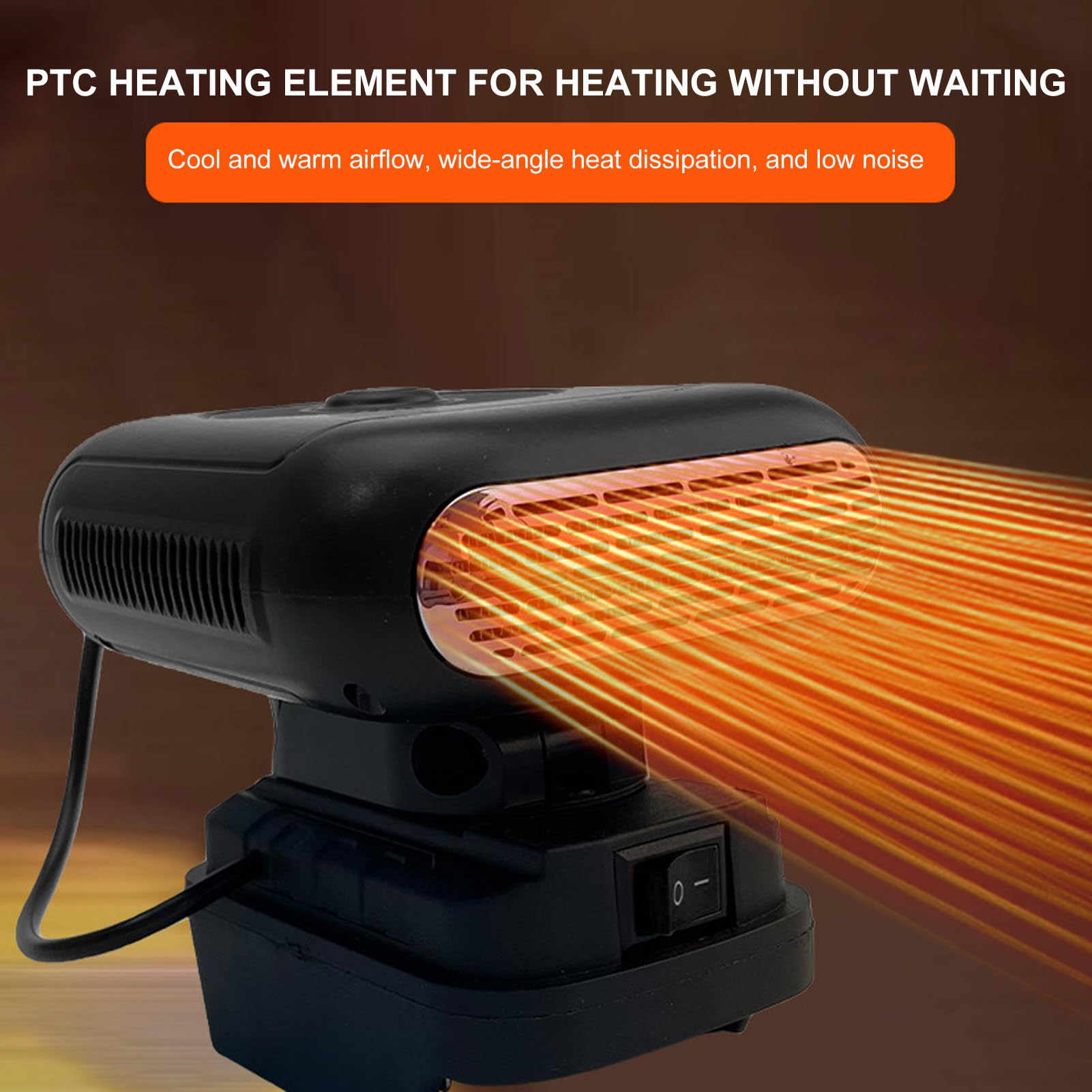 Walfront Tragbare Heizung, 2 Temperaturen für BL1830 BL1850 BL1840 BL1845 BL1815 BL1820 BL1860B, USB Camping Batteriebetriebene Heizung für Kleine Räume