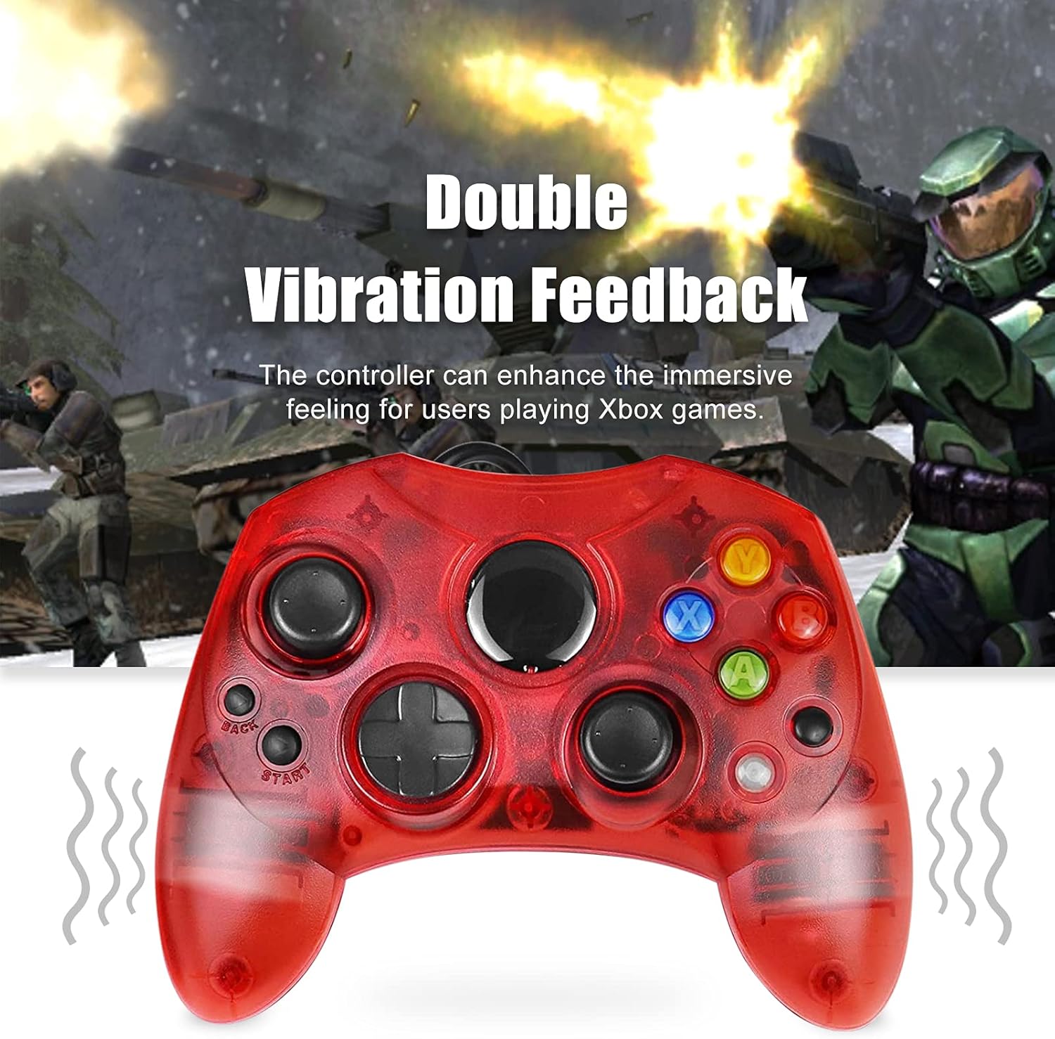 Controller Replacement for Xbox Controller S-Type/Original Xbox Controller,Classic Controller Compatible with Original Xbox Console (Ruby Red)