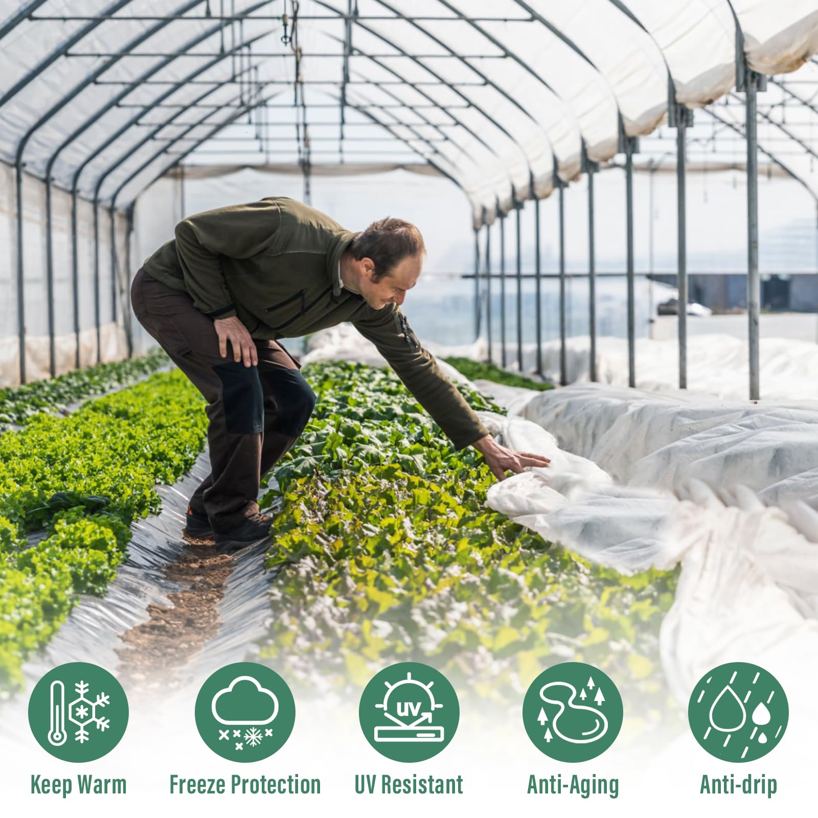 Legigo Cubiertas de plástico transparente para plantas de 8 x 25 pies, protección contra la congelación, lámina de plástico para invernadero de invierno de 6 mm, para heladas, agua, sol, viento,