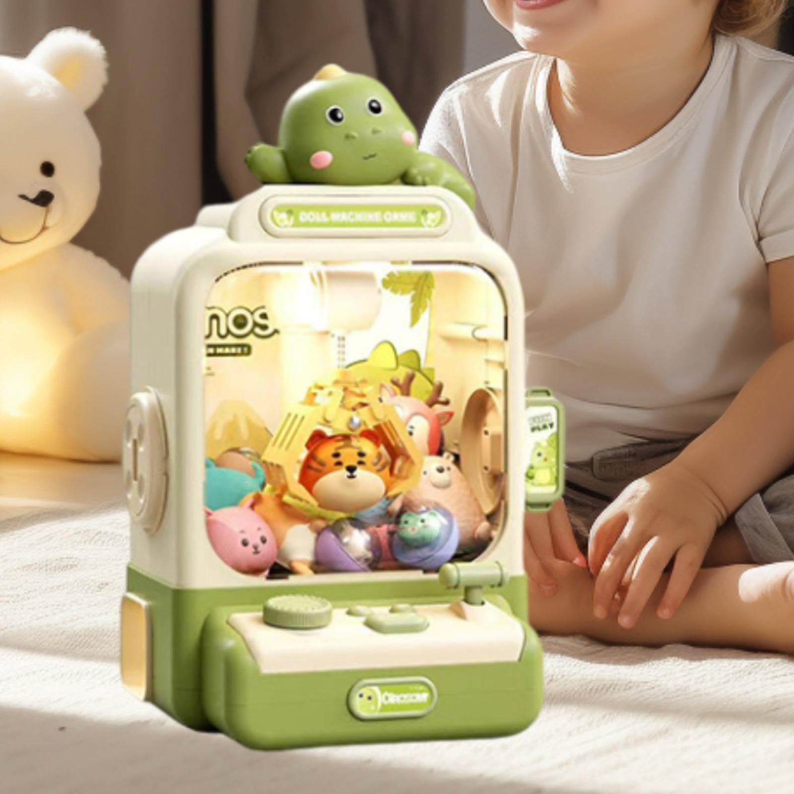 Qianly Piccola Macchinetta Acchiappa-Peluche, Distributore Automatico di Giocattoli per Bambini, Giocattolo Premio per Bambini E Bambine, Verde