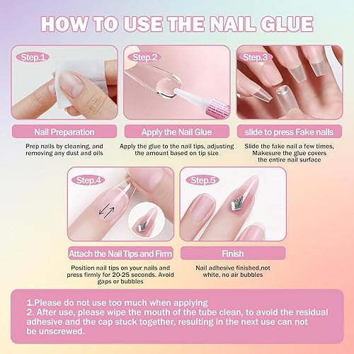 Miniatura 5 de 15 pegamento de uñas para uñas acrílicas, pegamento de punta de uñas, pegamento profesional para uñas postizas pegamento para uñas rotas, pegamento