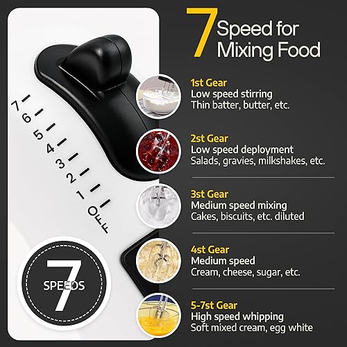 Miniatura 3 de Mezclador de mano eléctrico de mano - Mezclador eléctrico de 7 velocidades Ultra Power de mano (rojo)