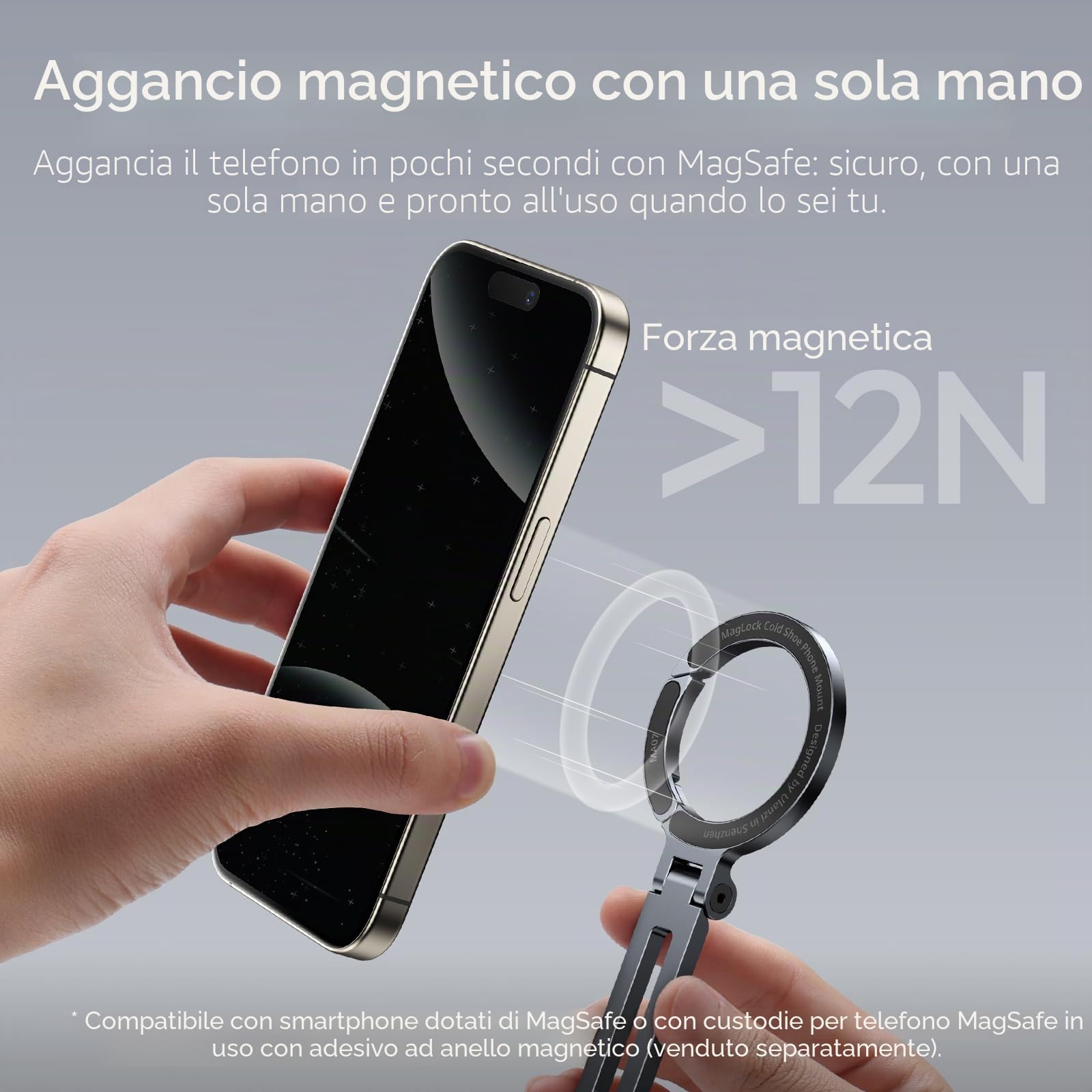 ULANZI MA07 Supporto magnetico per treppiede per telefono, supporto per telefono in alluminio con vite da 1/4", adattatore in metallo con scarpa fredda per fotocamera digitale, compatibile con iPhone