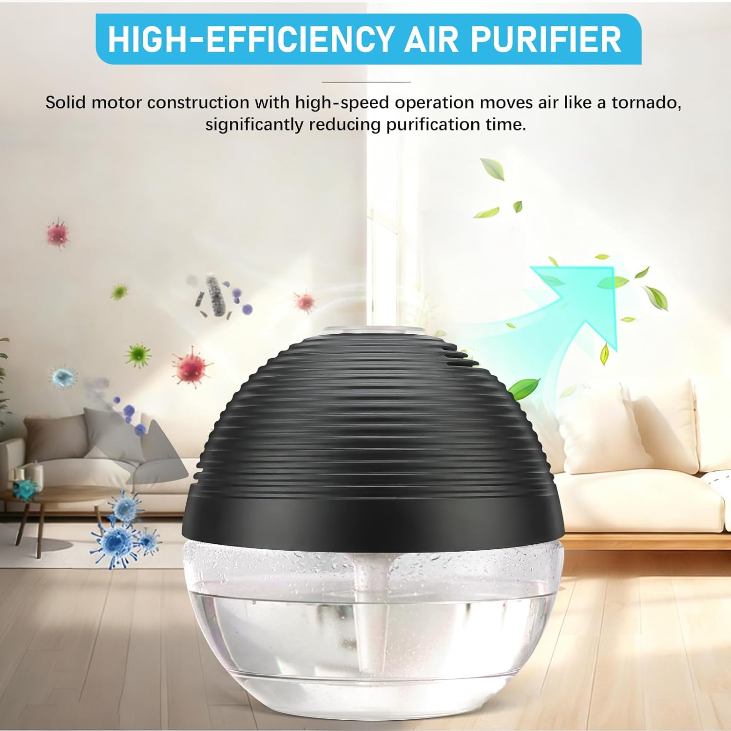 Water-Based Purifier Air Washer, Air Revitalizer & Freshener, Air Fresher with 6 Colorful lights for Rooms (Black)