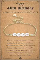 Happy 30/40/50/60th Birthday Gifts for Women Pearl Charm Bracelet 30/40/50/60 anos presente de aniversário para mulheres