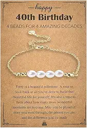 Happy 30/40/50/60th Birthday Gifts for Women Pearl Charm Bracelet 30/40/50/60 anos presente de aniversário para mulheres