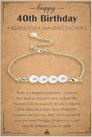 Happy 30/40/50/60th Birthday Gifts for Women Pearl Charm Bracelet 30/40/50/60 anos presente de aniversário para mulheres