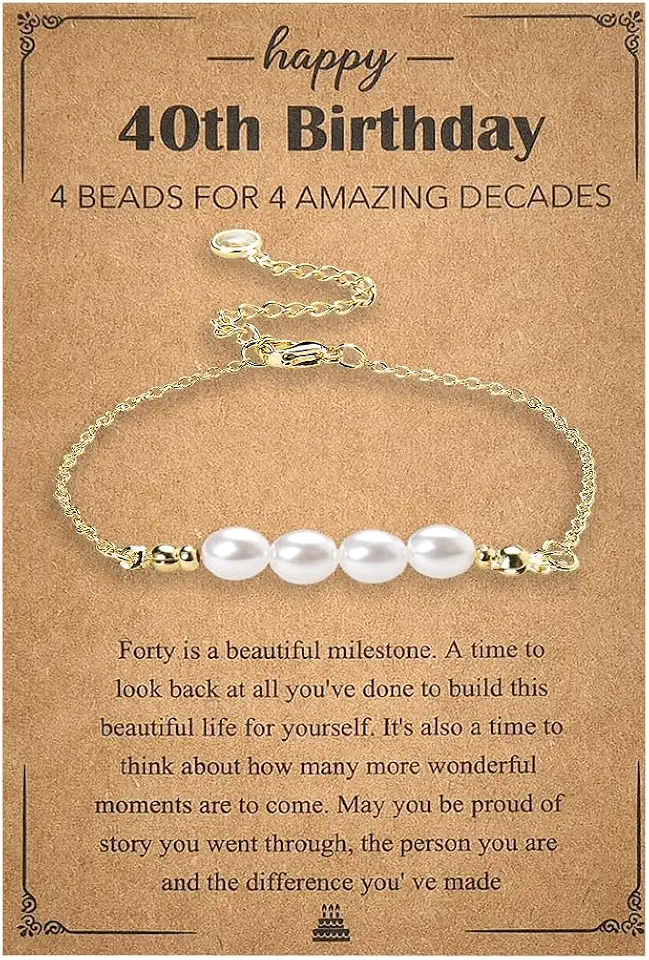 Happy 30/40/50/60th Birthday Gifts for Women Pearl Charm Bracelet 30/40/50/60 anos presente de aniversário para mulheres